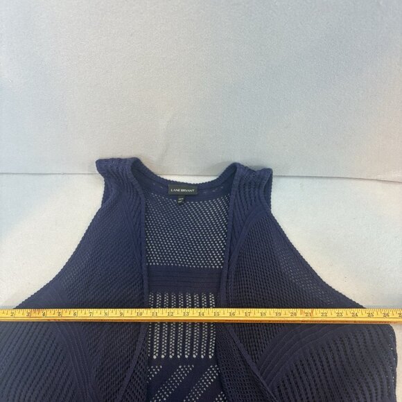 Lane Bryant Blue Sleeveless Knit Fringe Hem Waterfall Sweater Vest 22/24 Boho‎ - Picture 11 of 15